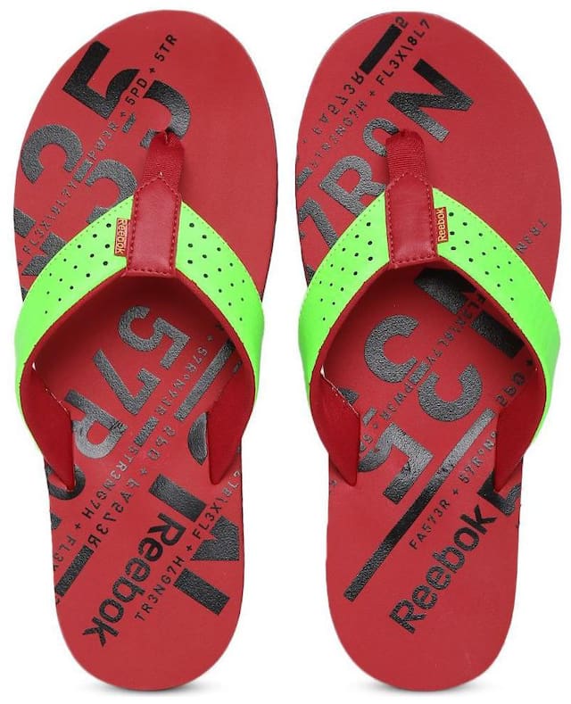 Reebok Men Fluorescent Green & Red Printed Gradient Flip II LP Flip-Flops