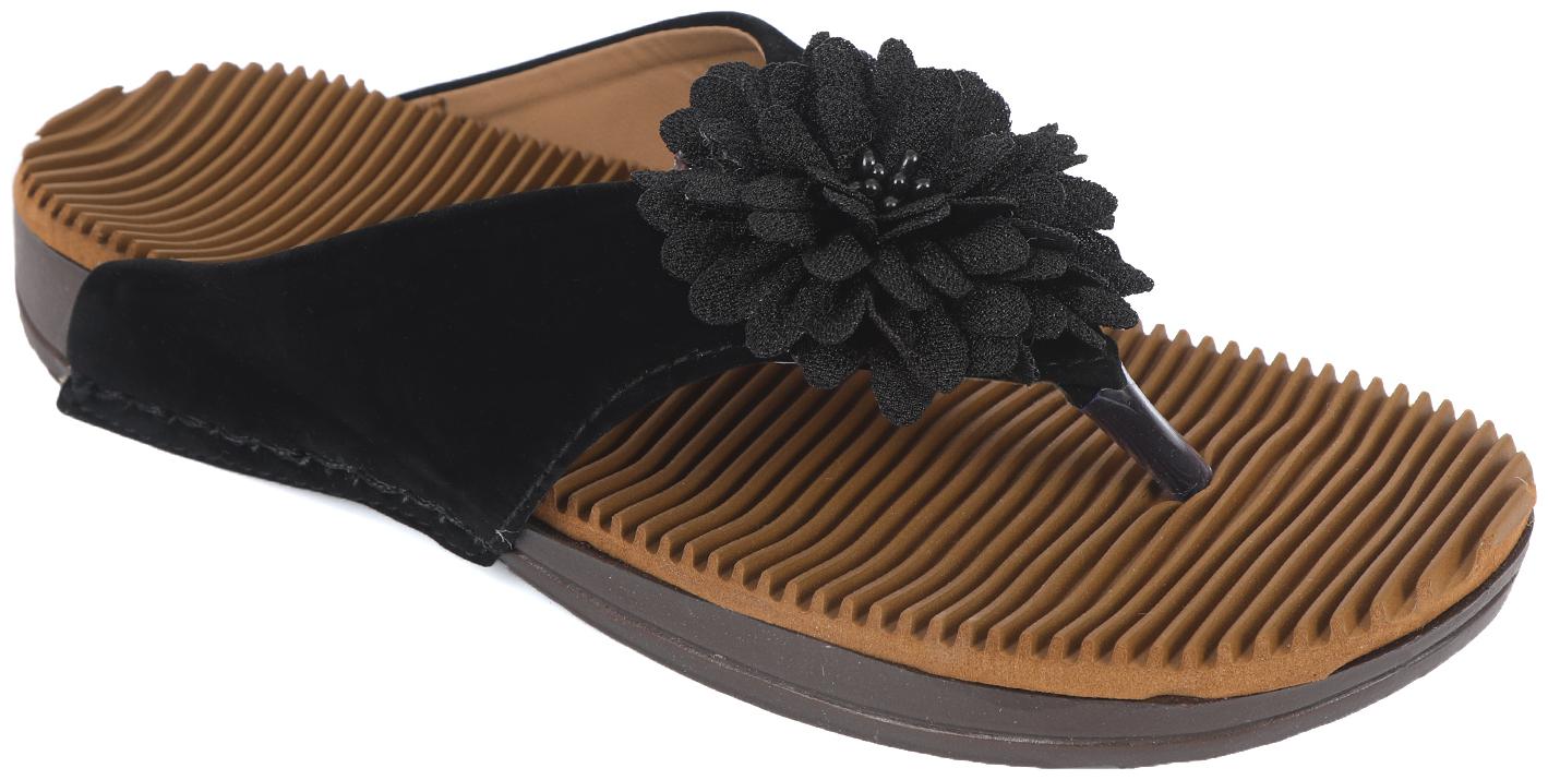 

RUSHERS Women Black Open Toe Flats