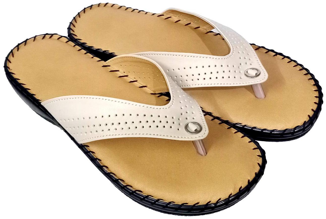 

Saanvishubh ComFort Doctor Sole Faux Leather PU Sole Slippers For Girls And Women - Cream