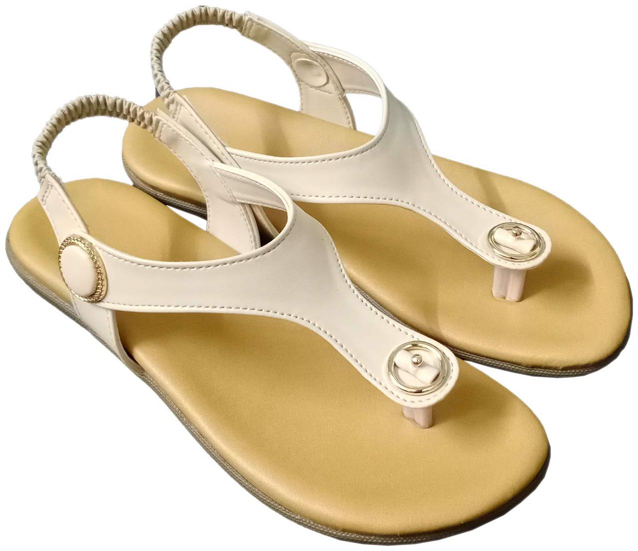 

Saanvishubh Women Cream Sandals