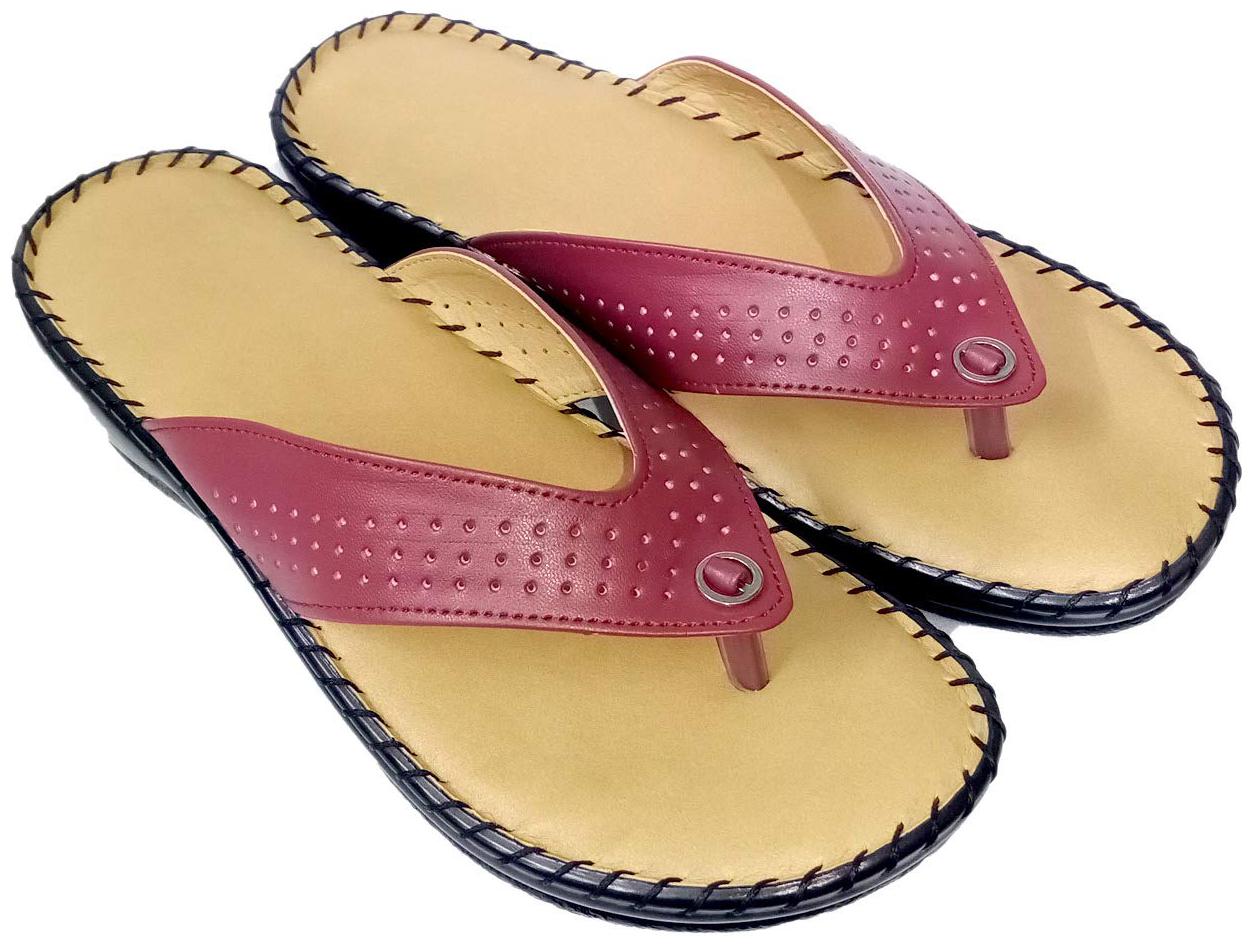 

Saanvishubh Comfort Doctor Sole Faux Leather PU Sole Slippers for Girls and Women - Maroon