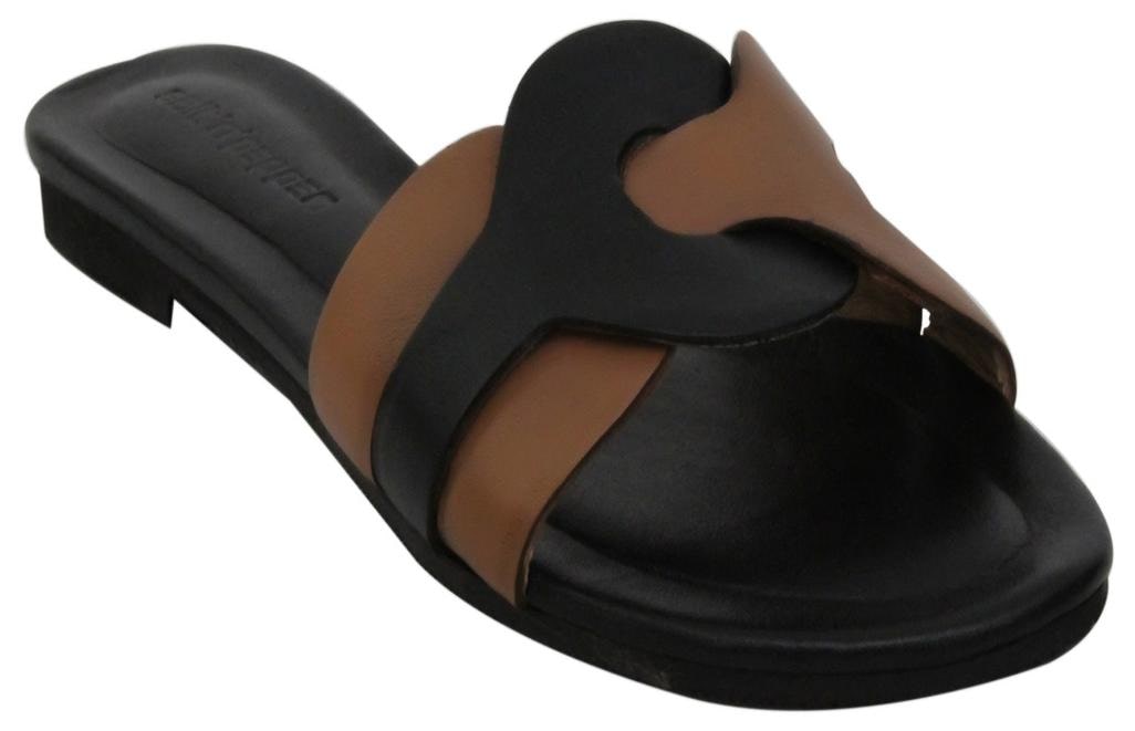 

salt N Pepper Avril Black Wood Real Leather Women Casual Sandal