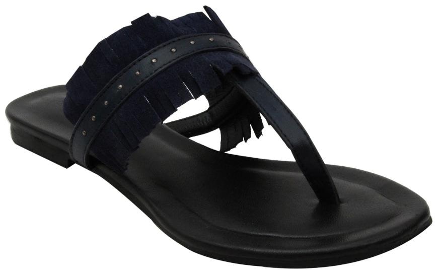 

Salt N Pepper Avril Blue Real Leather Women Casual Slippers
