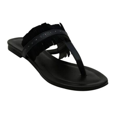 

Salt N Pepper Avril Black Real Leather Women Casual Slippers