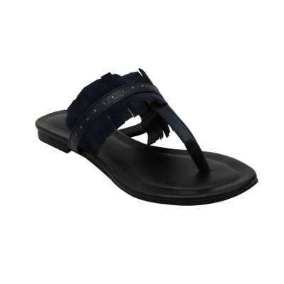 

Salt N Pepper Avril Blue Real Leather Women Casual Slippers