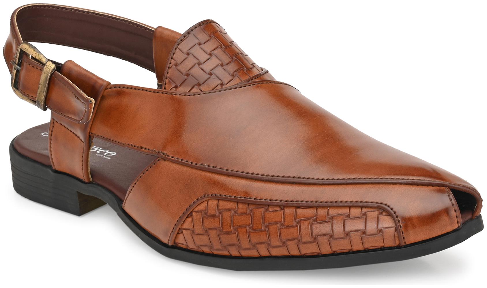 

San Frissco Men Skull Brown Faux Leather Mojaris