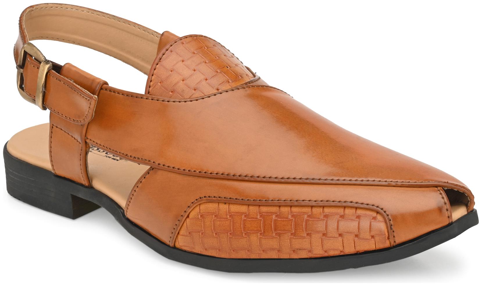 

San Frissco Men Skull Tan Faux Leather Mojaris