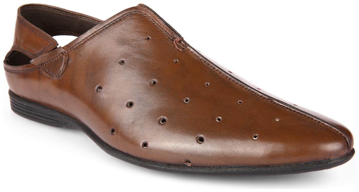 

San Frissco Men Genuine Leather Peshawri Brown Mojaris