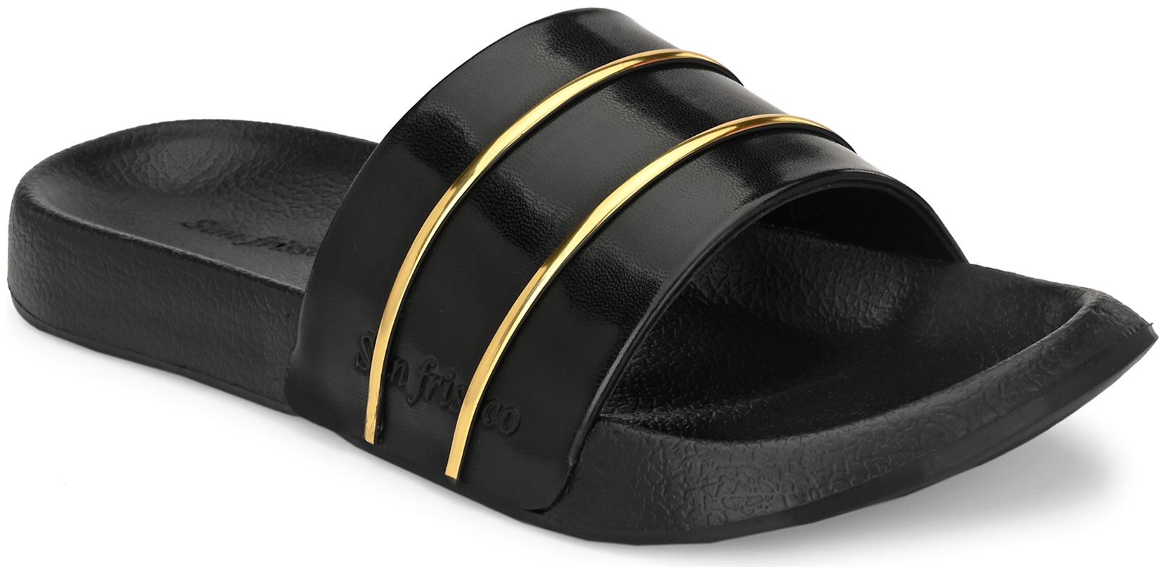 

San Frissco Men Black Sliders - 1 Pair
