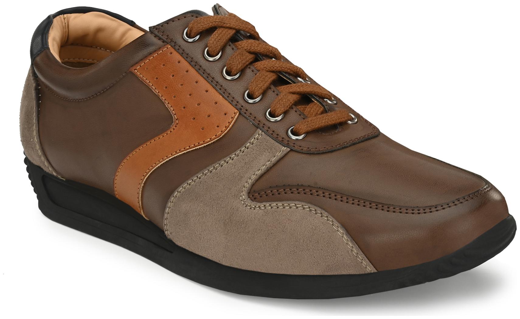 

San Frissco Men Brown Leather Sneakers