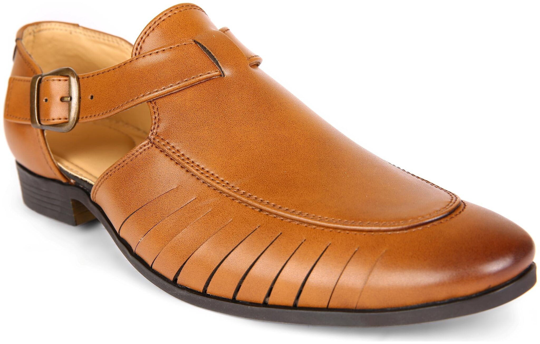 

San Frissco Tan Men s Faux Leather Slip On Casual Mojaris