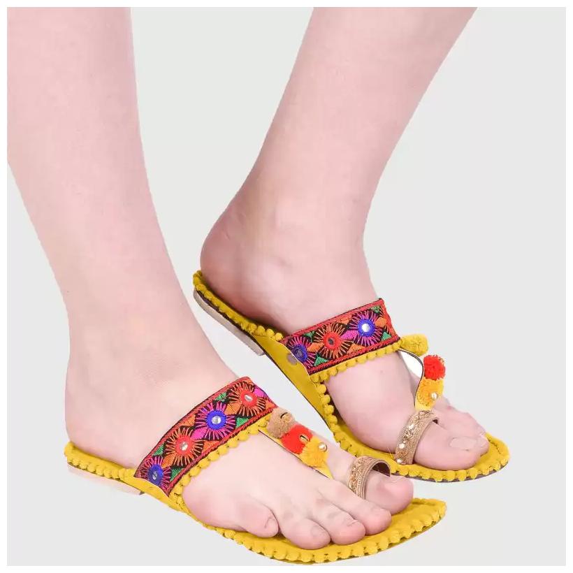 

SAYERA FASHION Women Yellow One Toe Flats