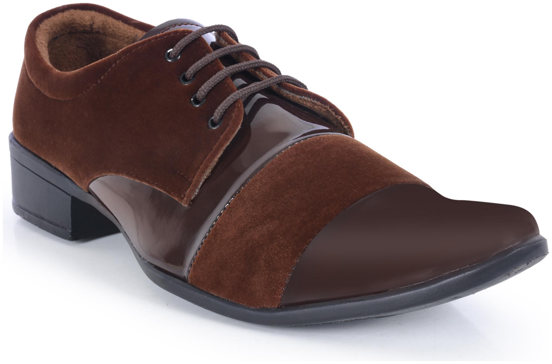 

Semana Men s Patent Leather Party Wear Shoes Brown