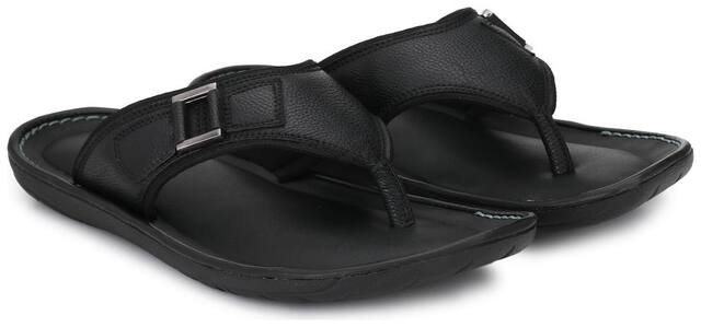 Shences Men Black Casual Slippers & Flip Flops