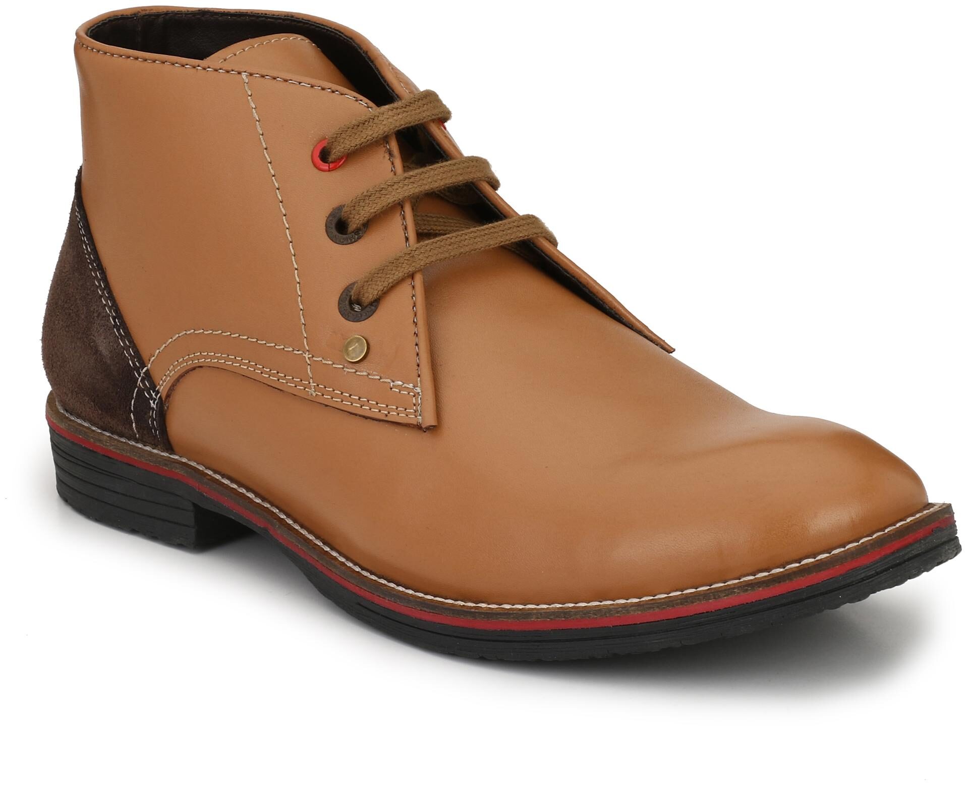 

SHENCES Men s Tan Genuine Leather Mid Ankle Casual Shoes