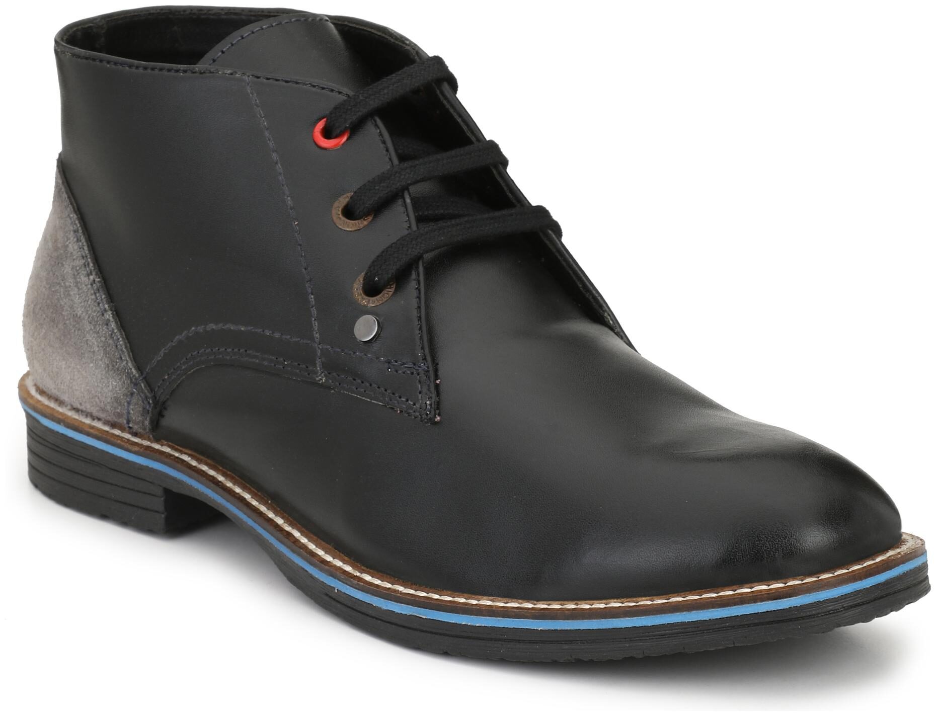 

SHENCES Men s Black Genuine Leather Mid Ankle Casual Shoes