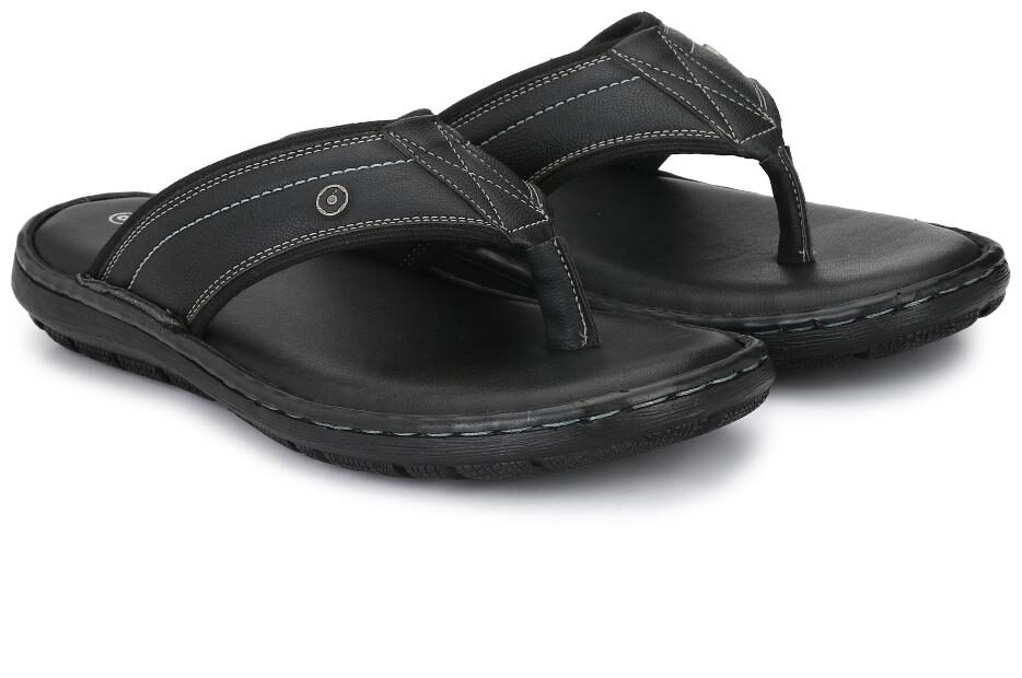 

Shences Men Black Casual Slippers Flip Flops