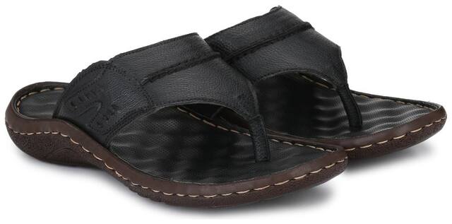 Shences Men Black Casual Slippers & Flip Flops