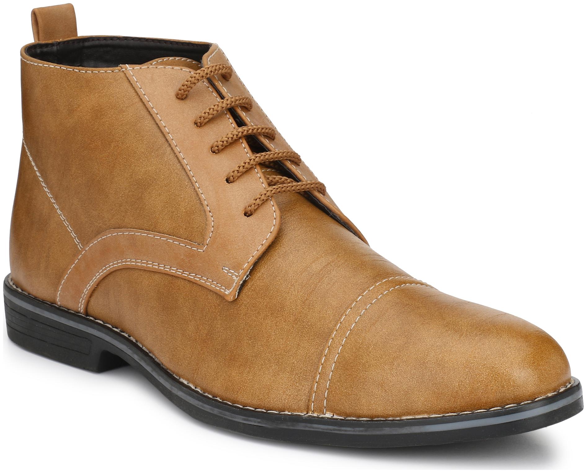 

Shences Men Tan Ankle Boots - SHENCES MENS TAN FAUX LEATHER CASUAL BOOT - TRS1910TAN
