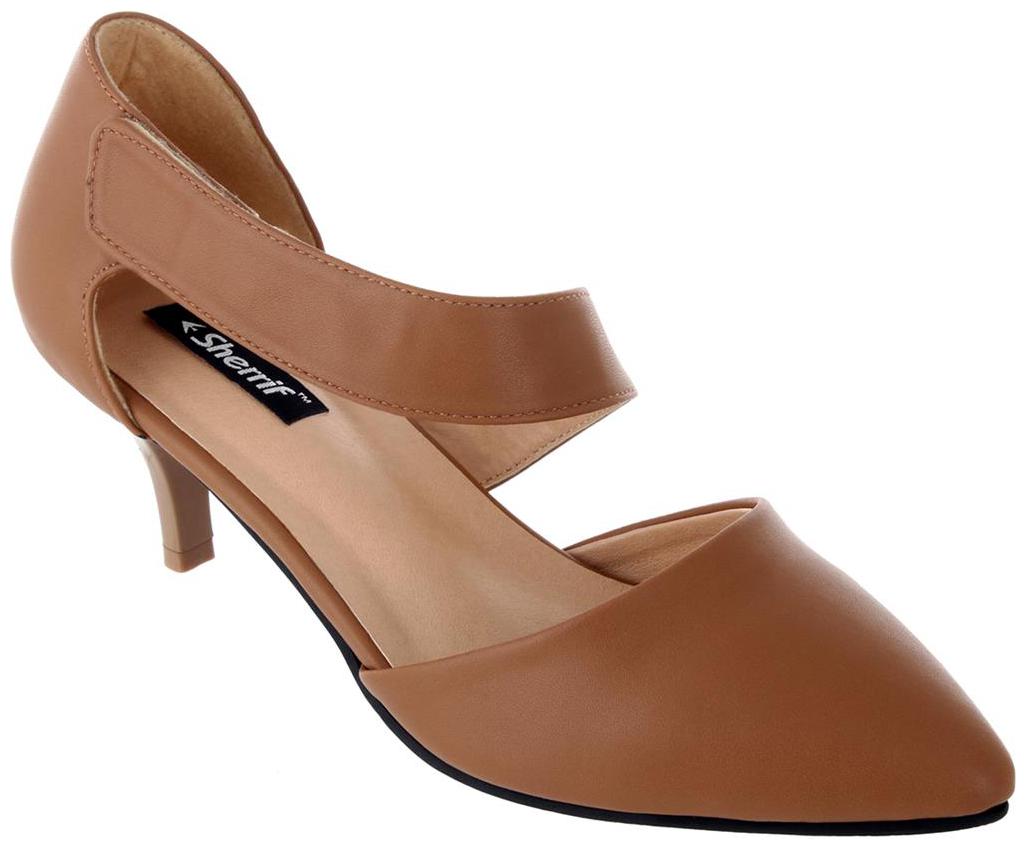 

Women Sherrif Shoes Tan Faux Leather Heels