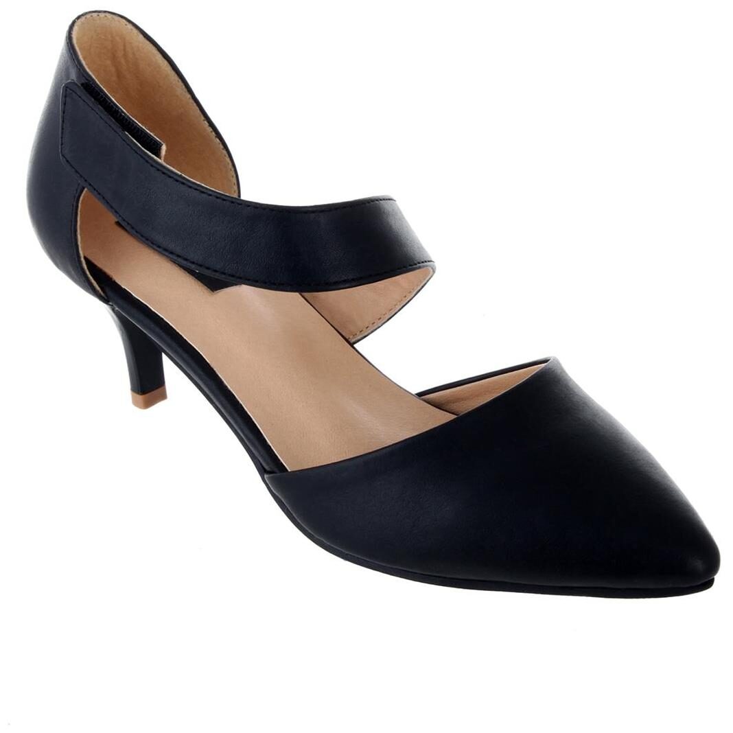 

Women Sherrif Shoes Black Faux Leather Heels