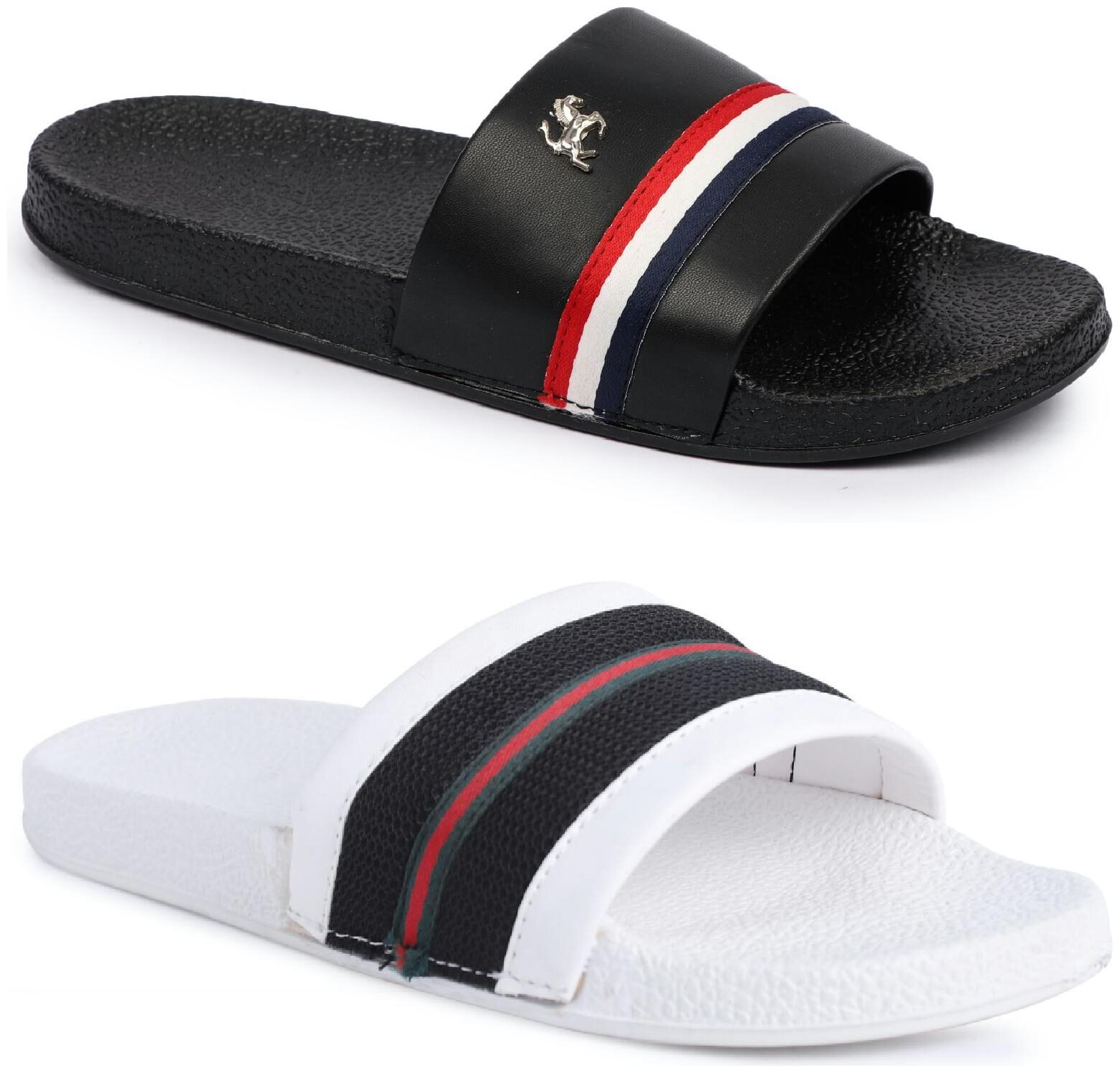 

Shoe Mate Men Black White Sliders - 2 Pair