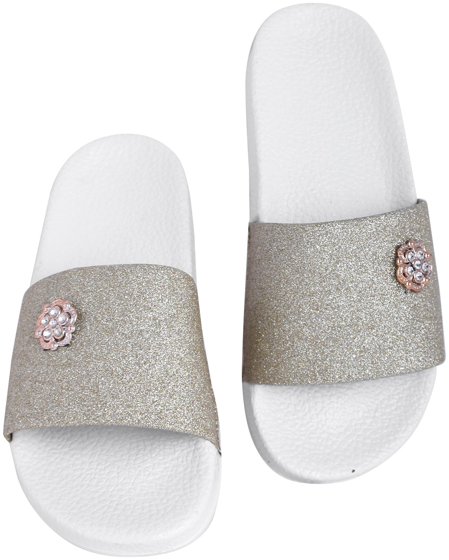 

Shoe Mate Women s White Silver Flip Flops