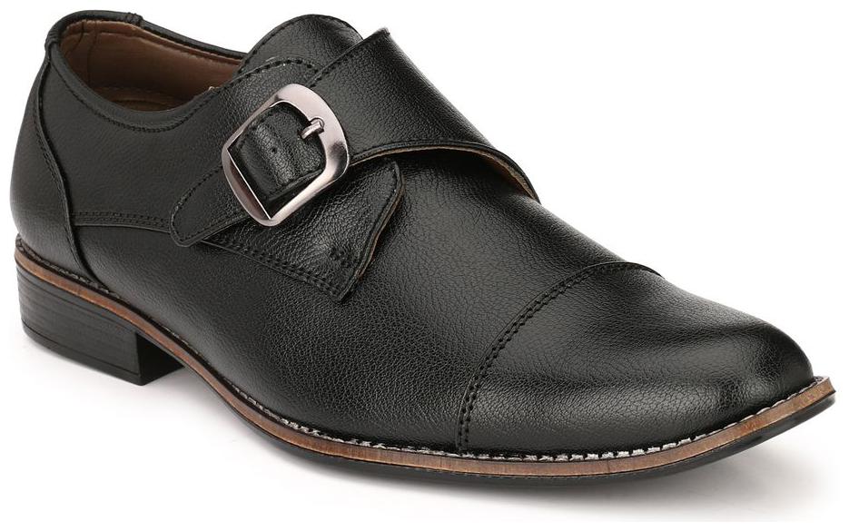 

Sir Corbett Men Black Monk Shoes Formal Shoes