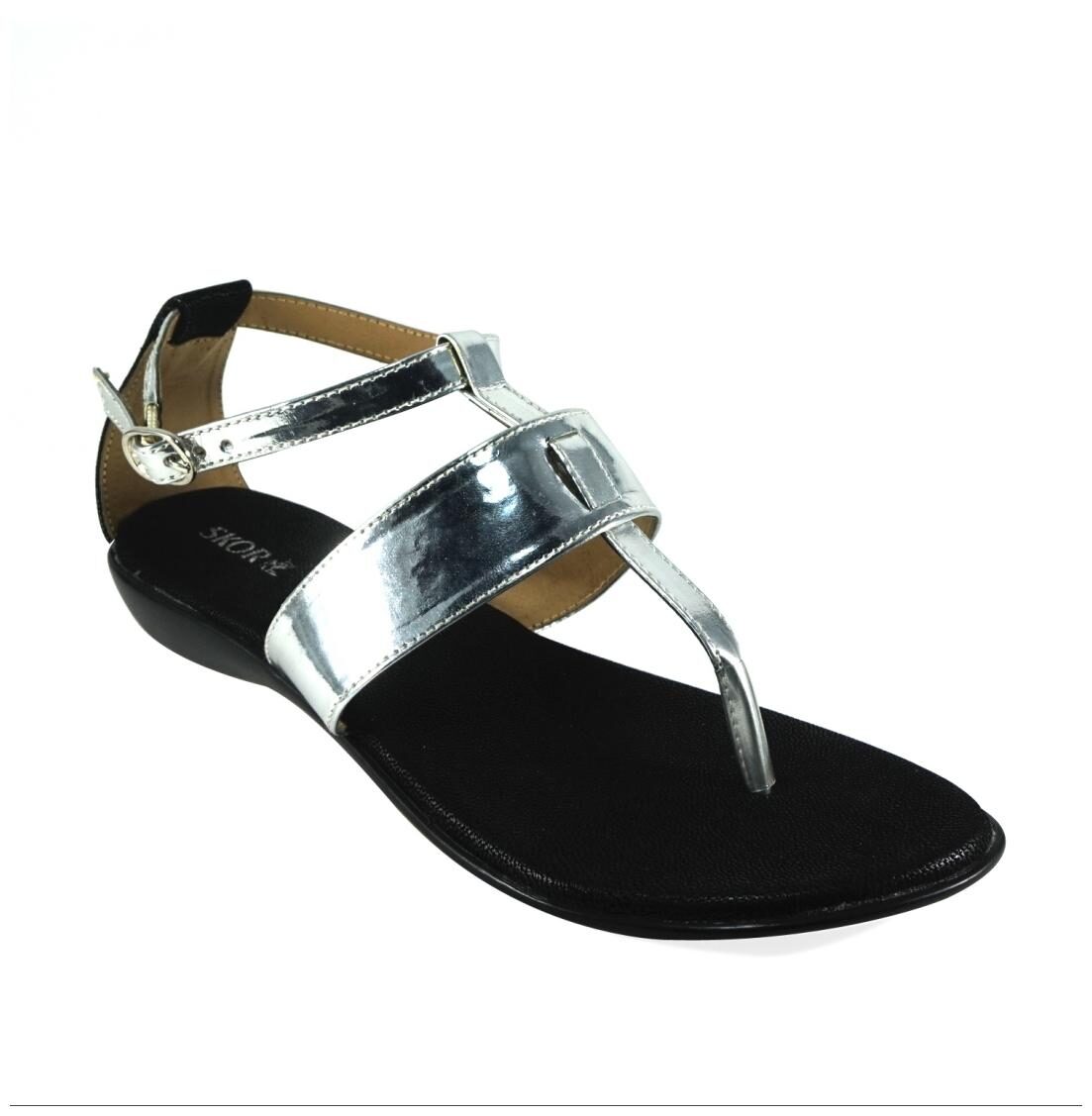 

SKOR-NX WOMEN SLIVER-BLACK FLAT SANDALS