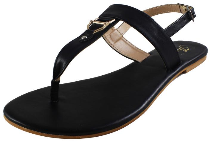 

Snasta Women Black T-Strap Flats