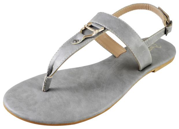 

Snasta Women Grey T-Strap Flats