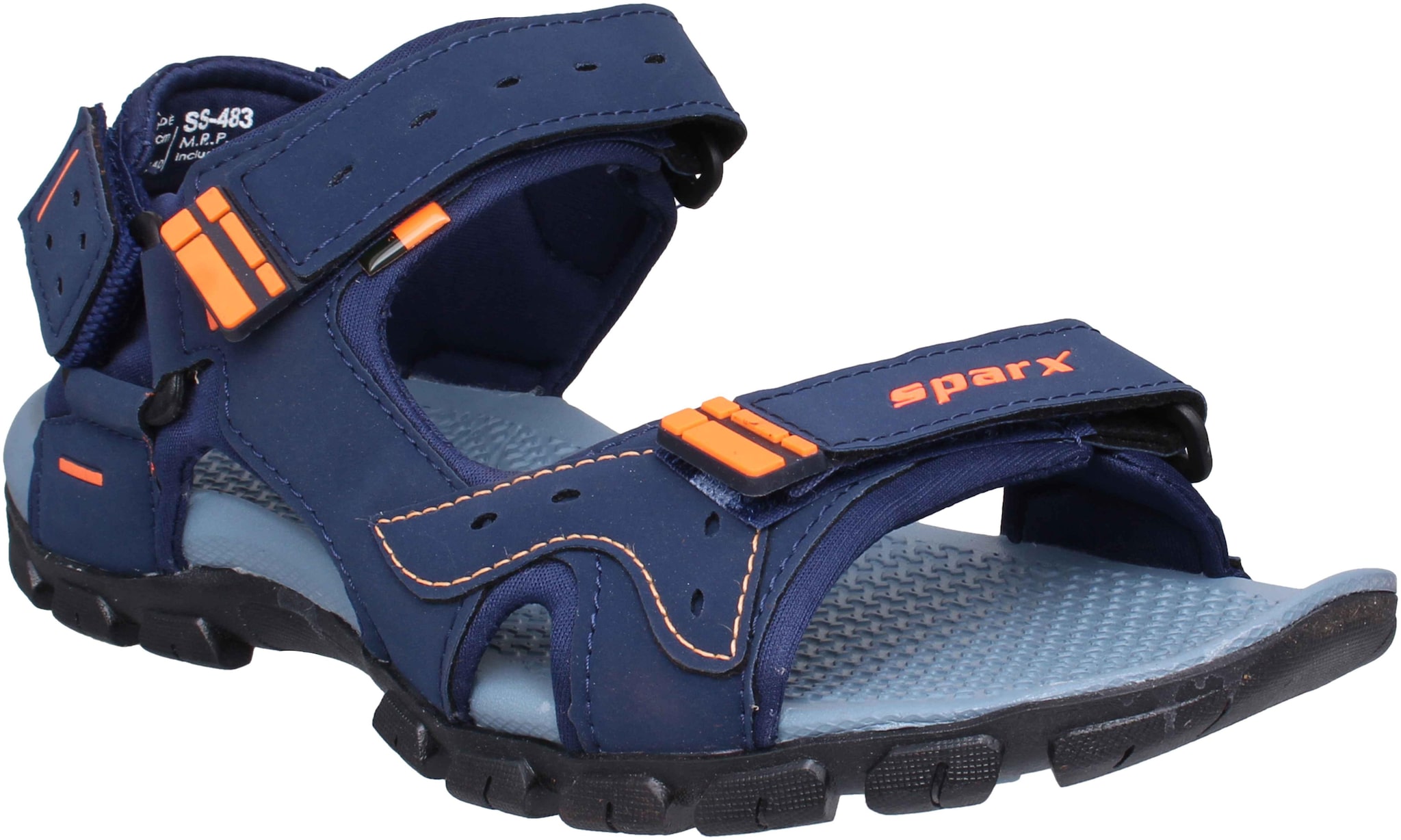 

Sparx Men SS-483 Navy Blue Fluorescent Orange Sandals