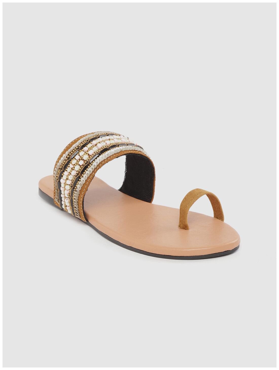 

STREETSTYLESTORE Women Tan One Toe Flats