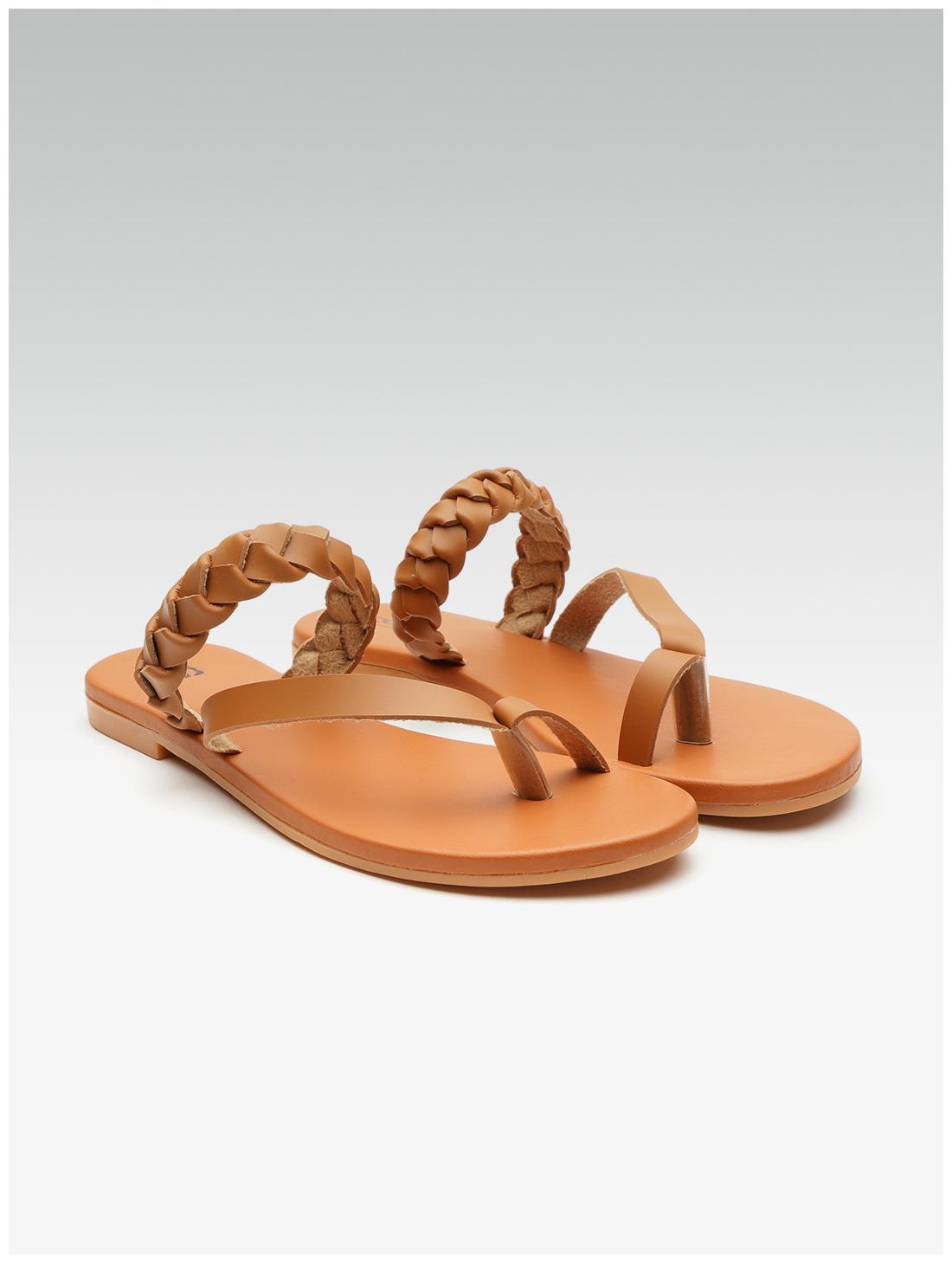

STREETSTYLESTORE Women Tan One Toe Flats