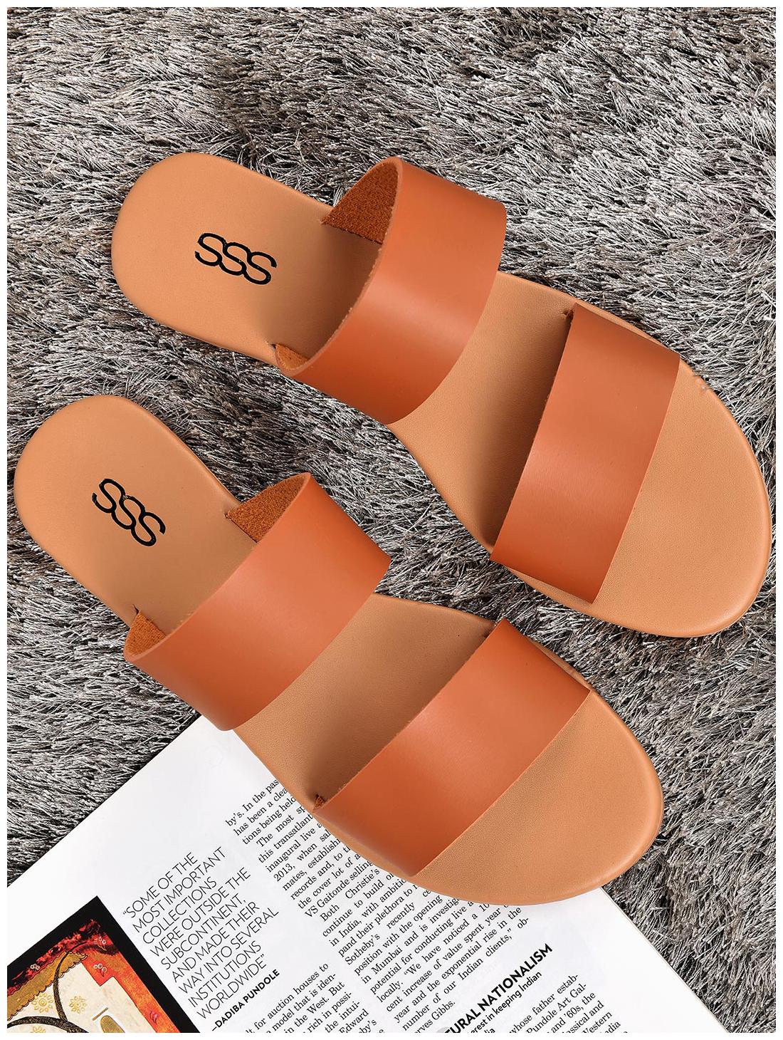

STREETSTYLESTORE Women Tan Open Toe Flats