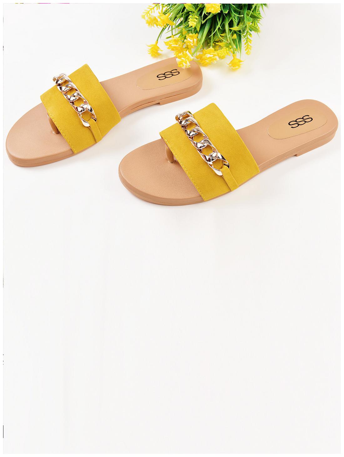 

STREETSTYLESTORE Women Yellow Open Toe Flats