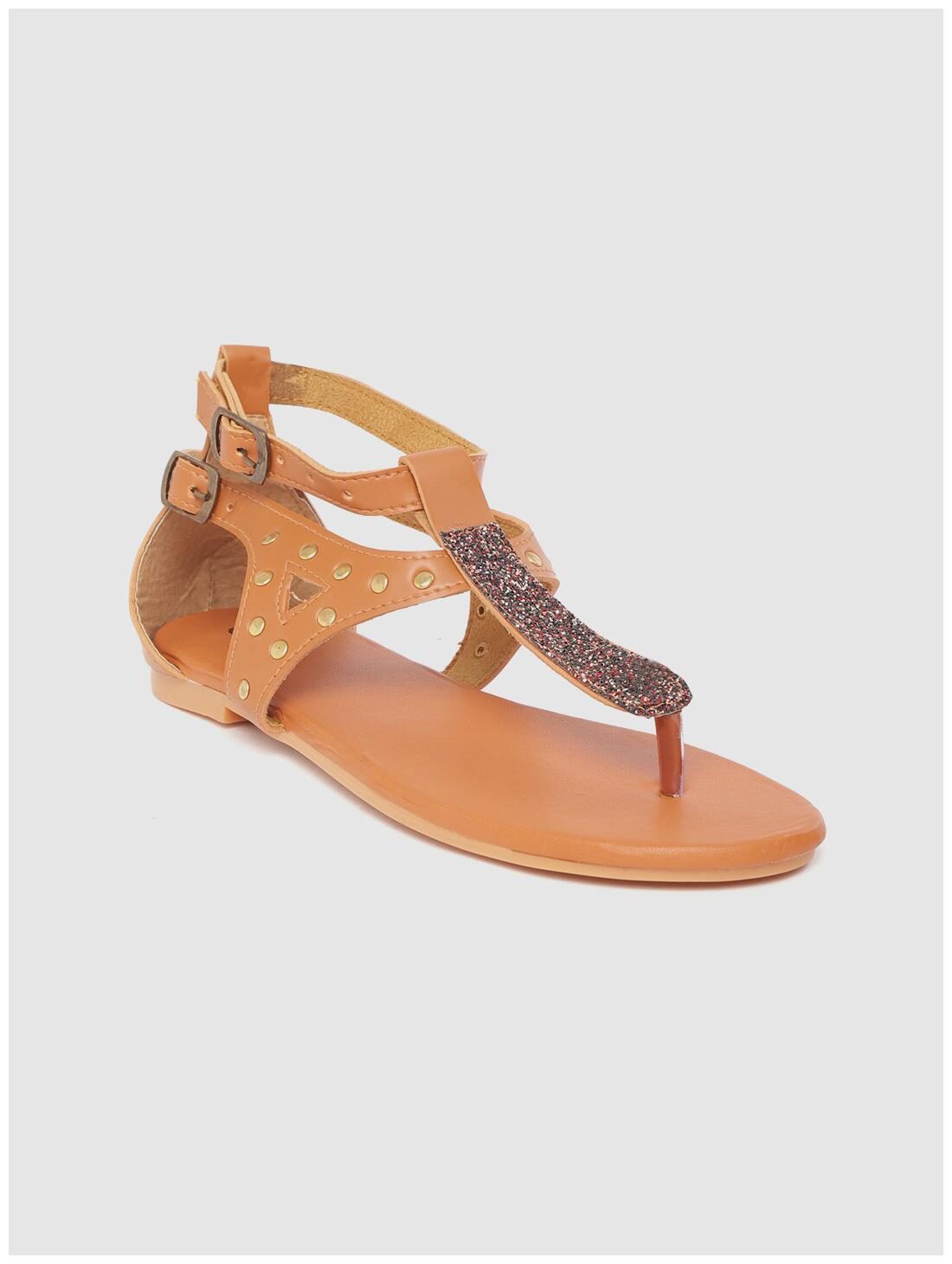 

STREETSTYLESTORE Women Tan Open Toe Flats