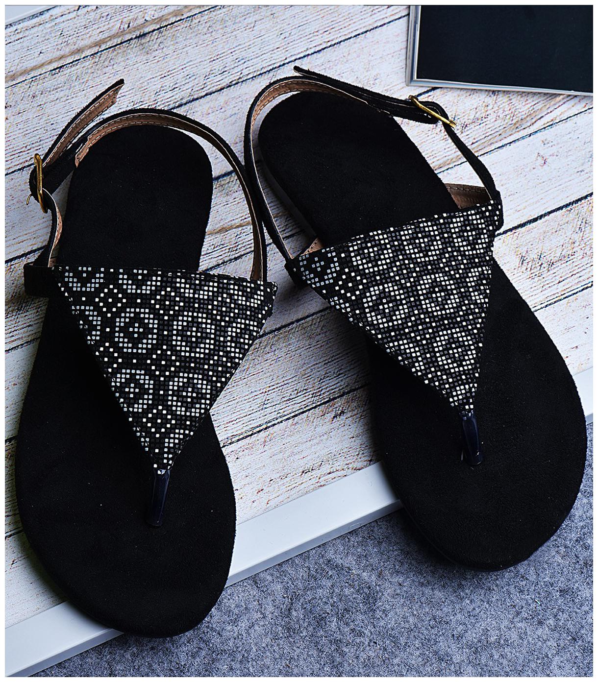 

STREETSTYLESTORE Women Black Open Toe Flats