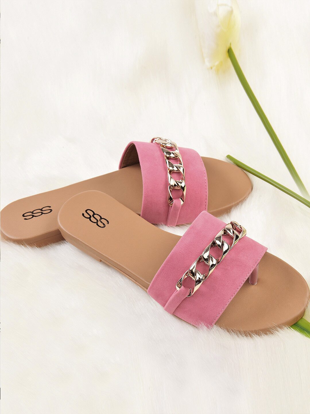 

STREETSTYLESTORE Women Pink Open Toe Flats