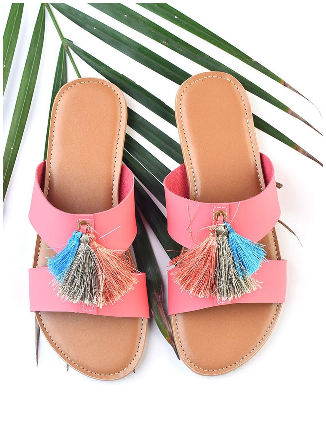 

STREETSTYLESTORE Women Pink Open Toe Flats