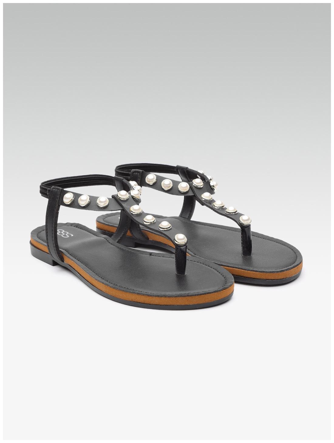 

STREETSTYLESTORE Women Black Open Toe Flats