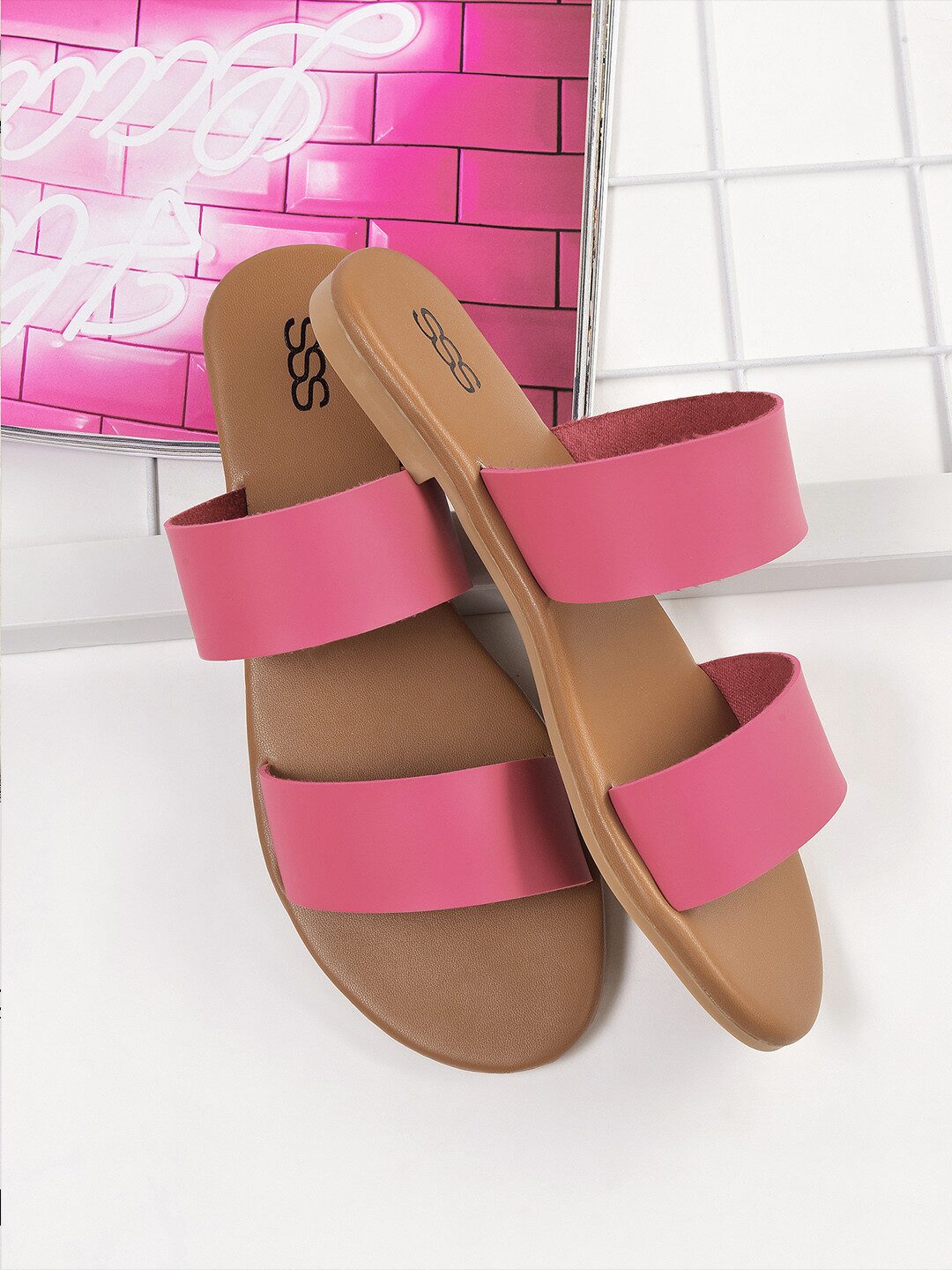 

STREETSTYLESTORE Women Pink Open Toe Flats