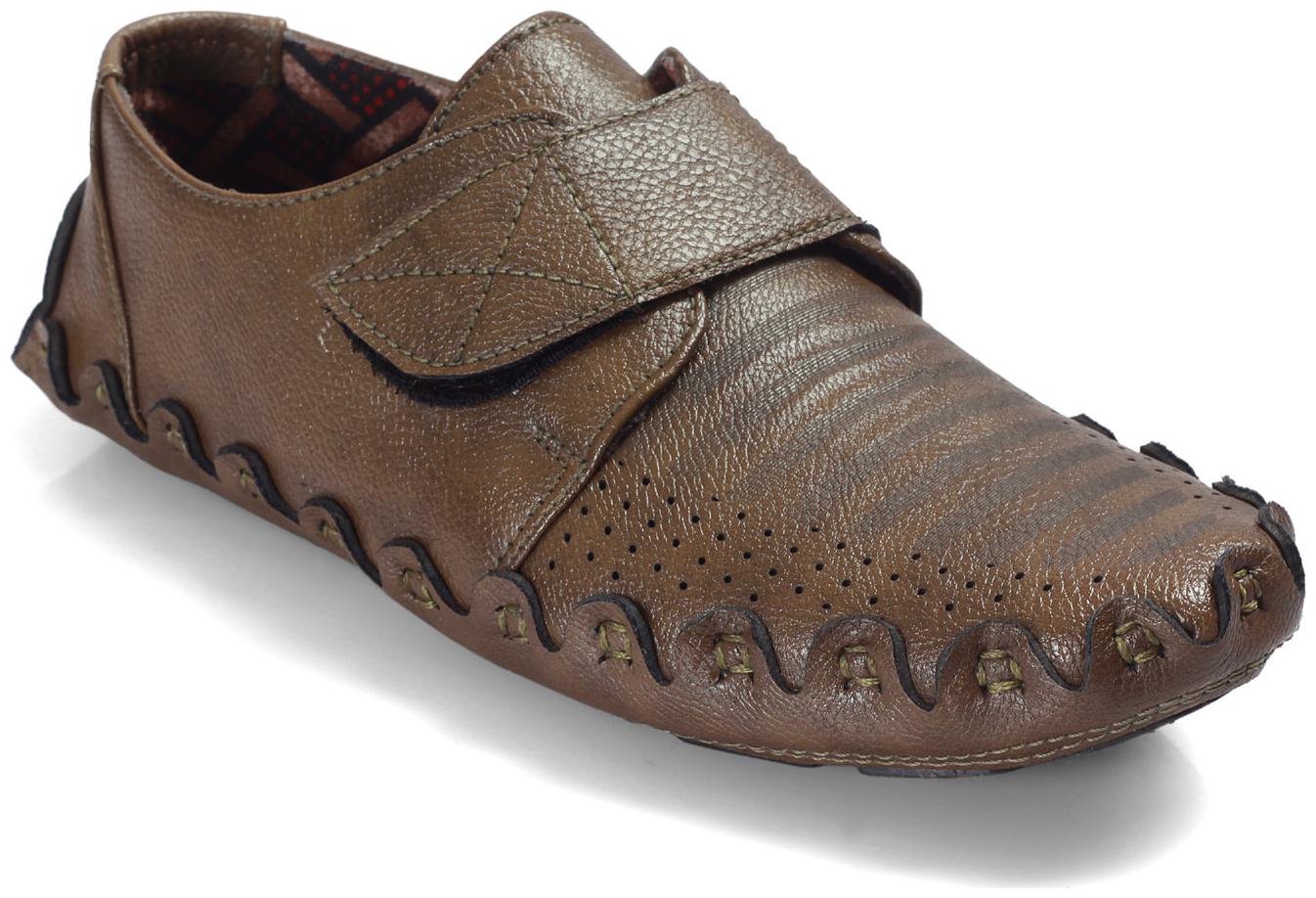 

Style men s boys casual mehndi synthetic leather inner fabric closure belt shoes