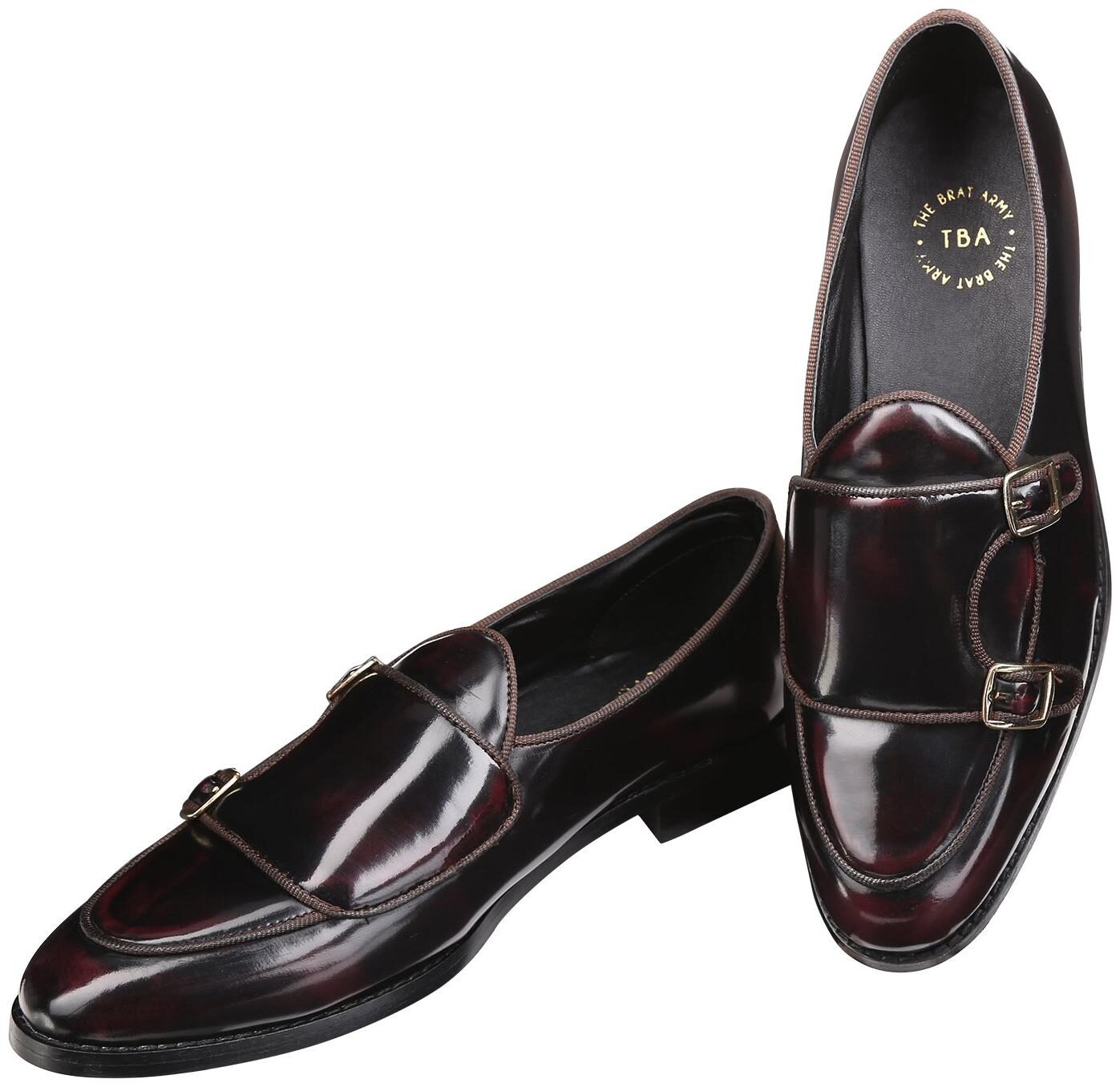 

THE BRAT ARMY Men Maroon Loafers - BELLO PATENT CHERRY BLACK 6