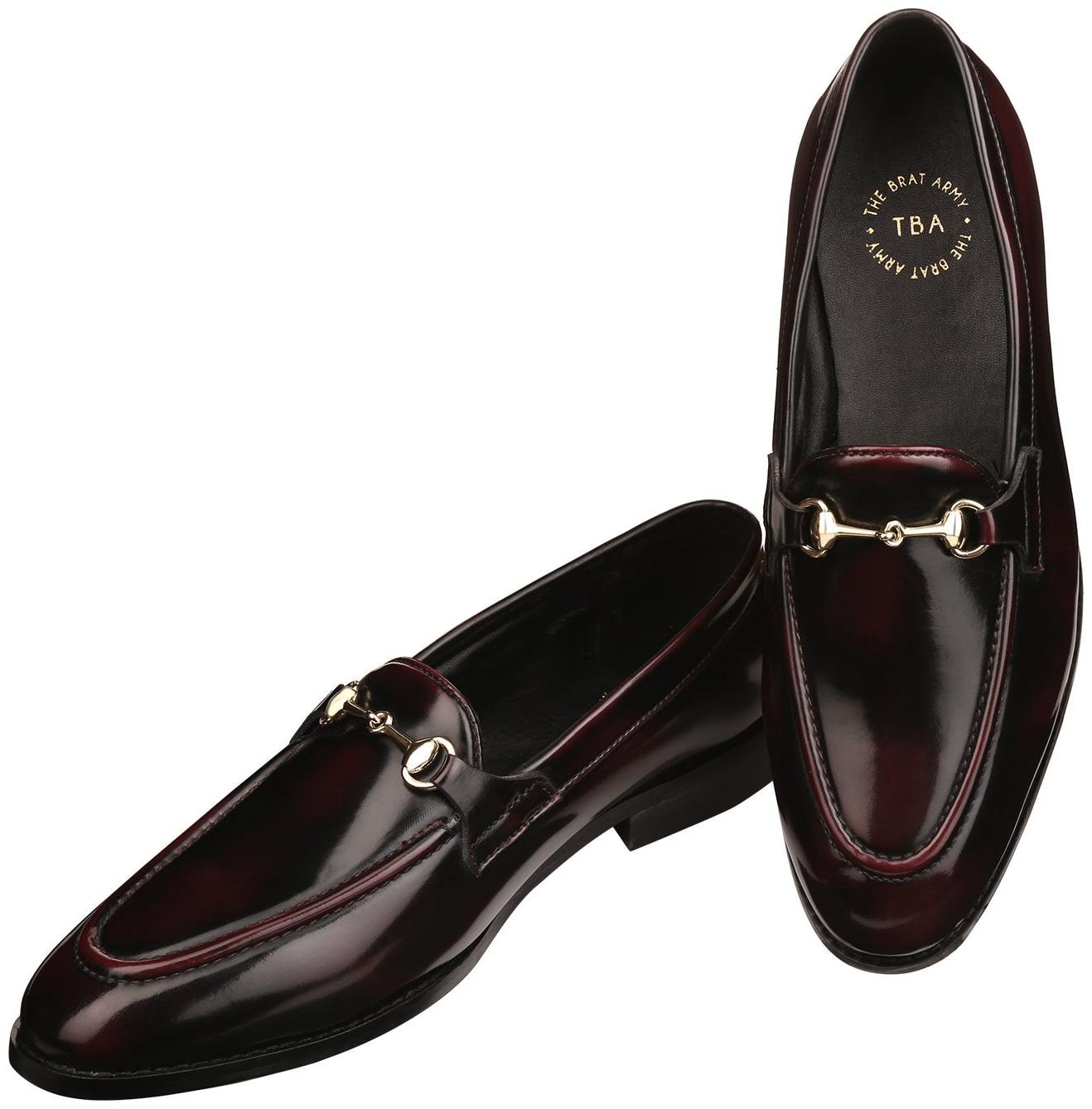 

THE BRAT ARMY Men Maroon Loafers - HENLEY CHERRY BLACK 8