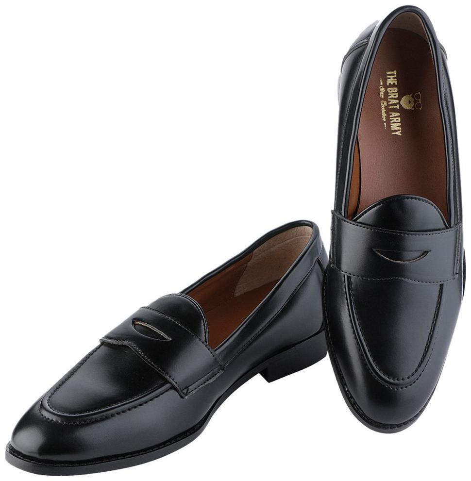 

THE BRAT ARMY Men Black Loafers - SIENA BLACK 11