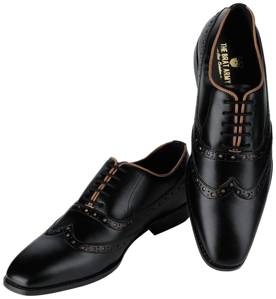 

THE BRAT ARMY Men Black Brogues Formal Shoes - OLIENA BLACK 7