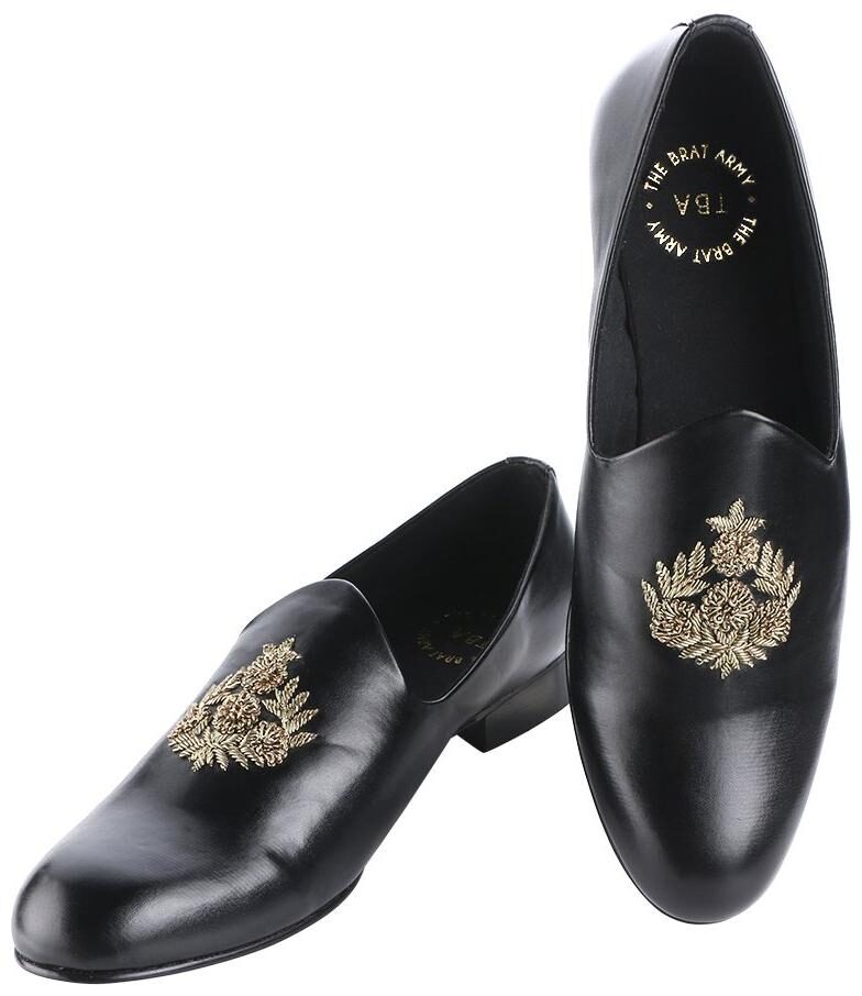 

THE BRAT ARMY Men Black Loafers - ANZA BLACK 12