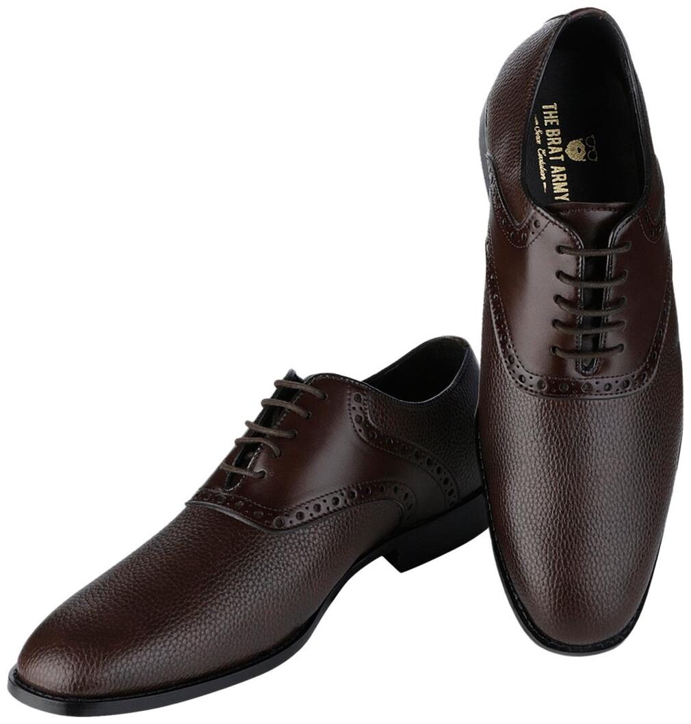 

THE BRAT ARMY Men Brown Derby Formal Shoes - PIEDMONT BROWN 8