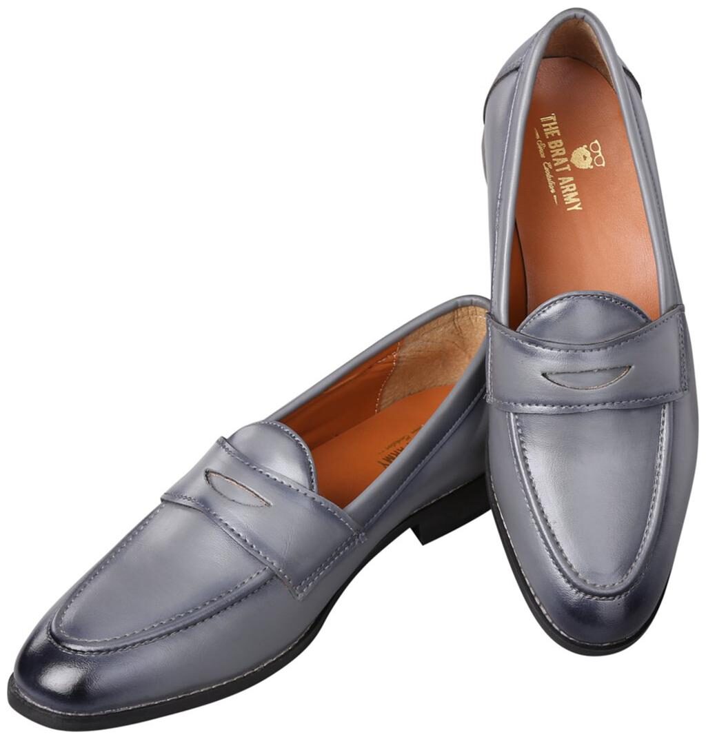

THE BRAT ARMY Men Grey Loafers - SIENA GREY 10